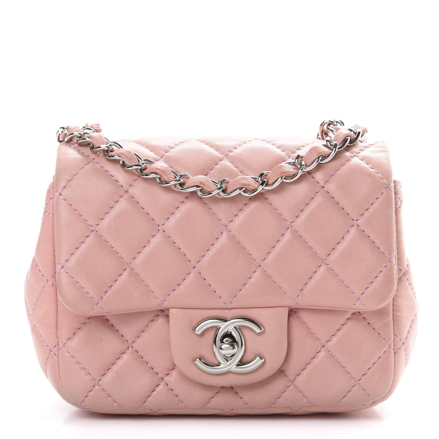 Chanel Lambskin Quilted Mini Square Flap Pink 1 of 15