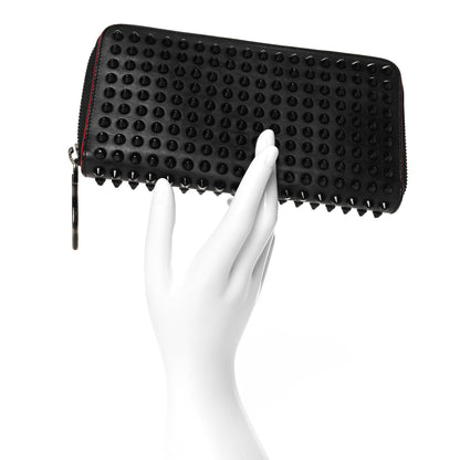 Christian Louboutin Calfskin Panettone Spiked Zip Around Wallet Black 2 of 12