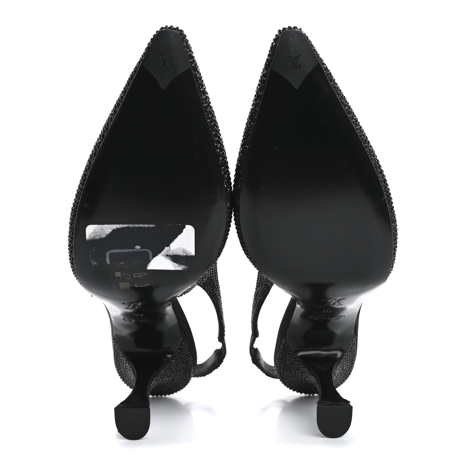 Louis Vuitton Crystal Sparkle Slingback Pumps 40 Black 6 of 14