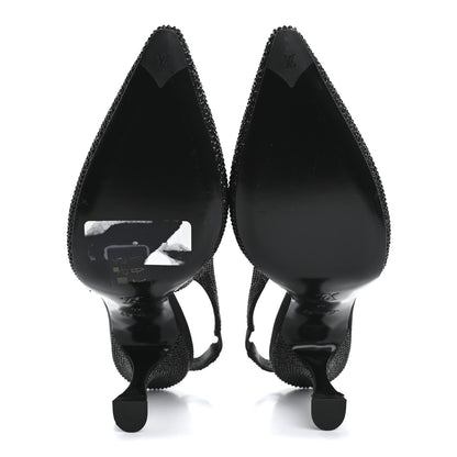 Louis Vuitton Crystal Sparkle Slingback Pumps 40 Black 6 of 14