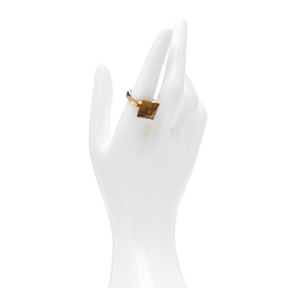 Gucci 18K Yellow Gold Smoky Quartz Chiodo Ring 54 6.75 2 of 5