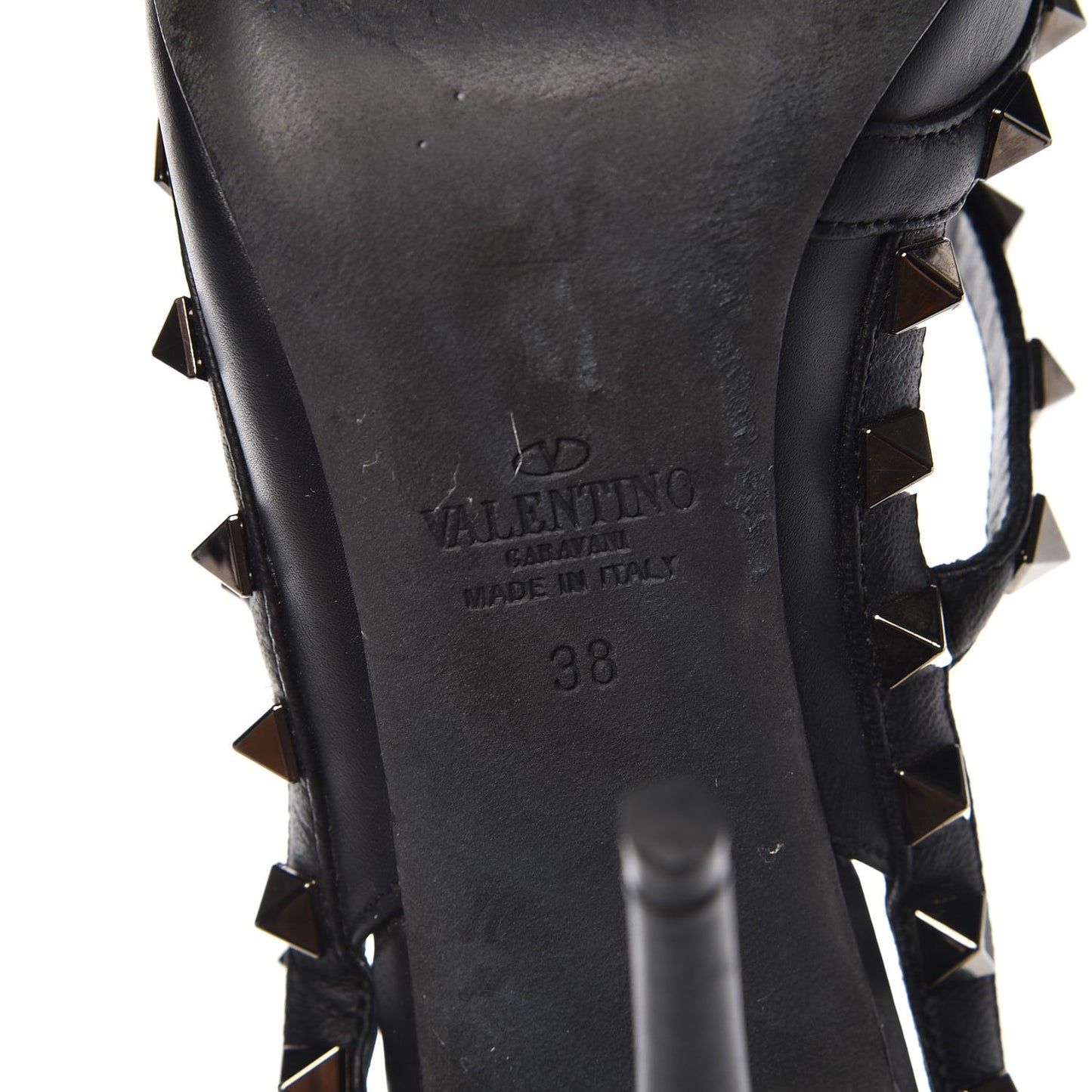 Nappa Rockstud Ankle Strap Pumps 38 Black