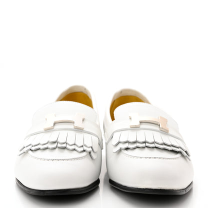 Hermes Calfskin Womens Royal Loafers 37 White 2 of 11