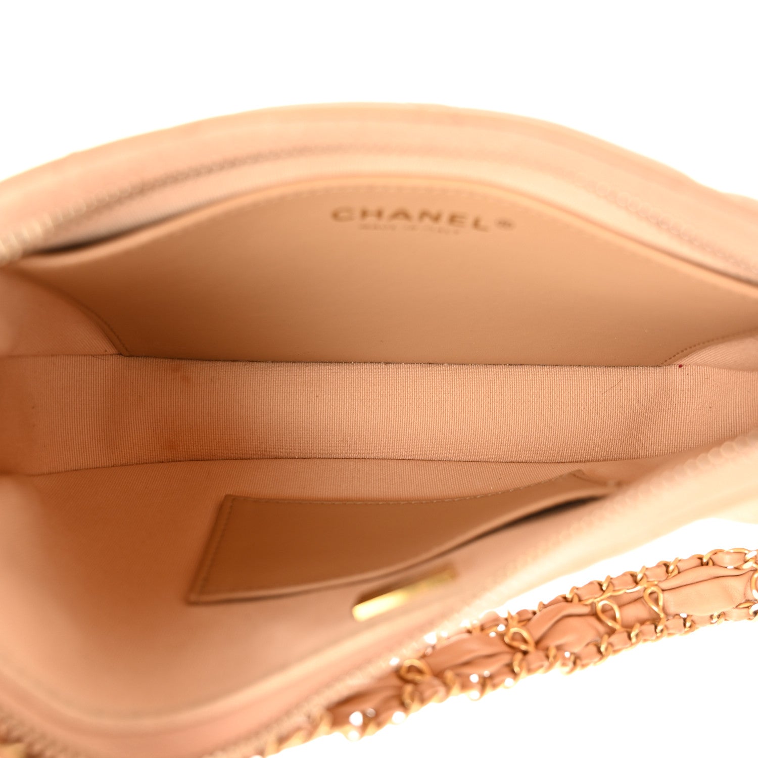 Chanel Crumpled Calfskin Quilted Braided CC Hobo Beige 5 of 11