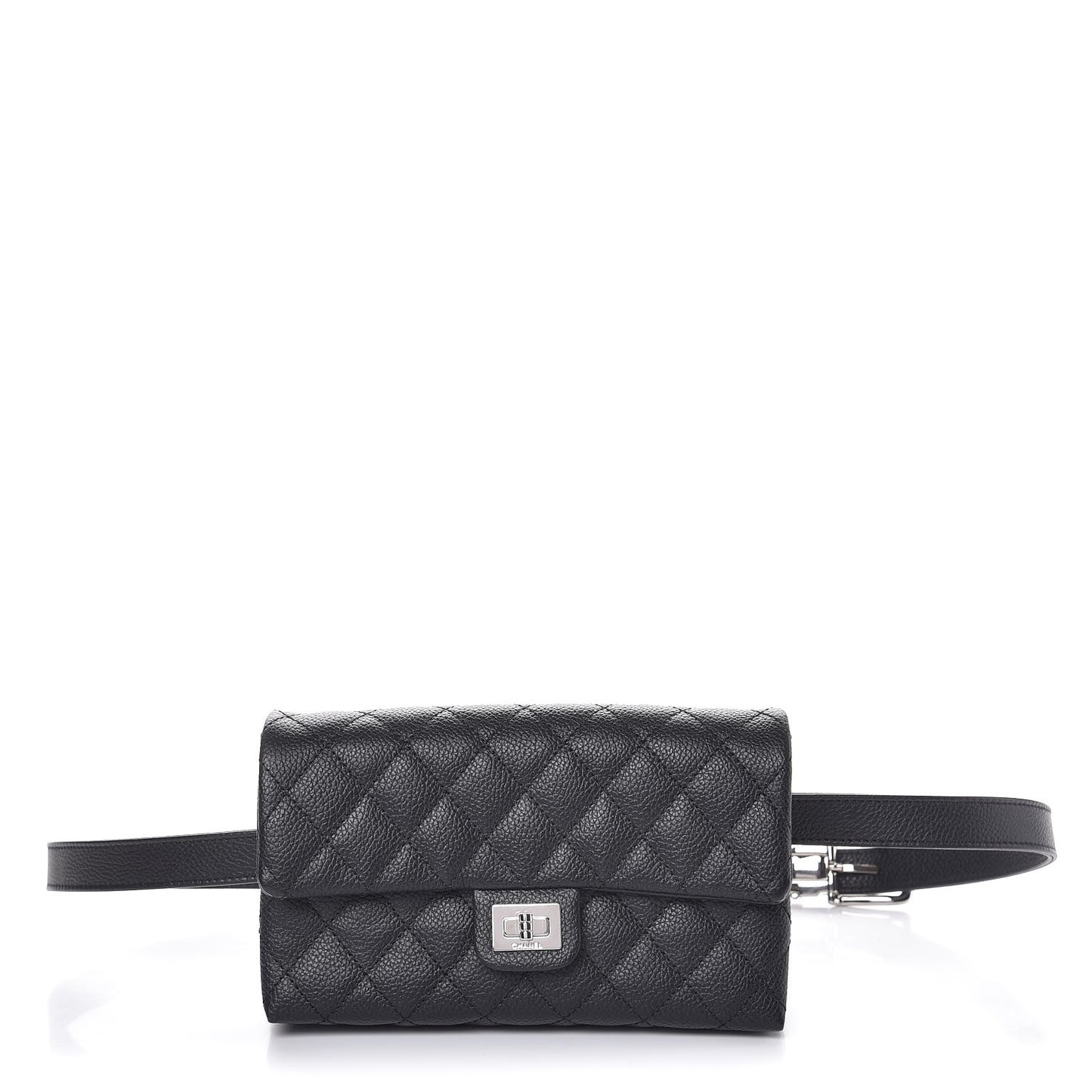 Grained Calfskin Quilted 2.55 Reissue Flap Belt Bag Clutch Black