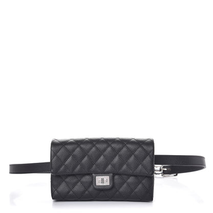 Chanel Grained Calfskin Quilted 2.55 Reissue Flap Belt Bag Clutch Black 1 of 13