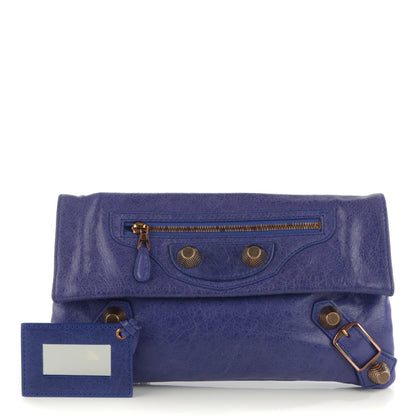 Balenciaga Agneau Giant 21 Rose Gold Hardware Envelope Clutch Bleu Lavande 1 of 7