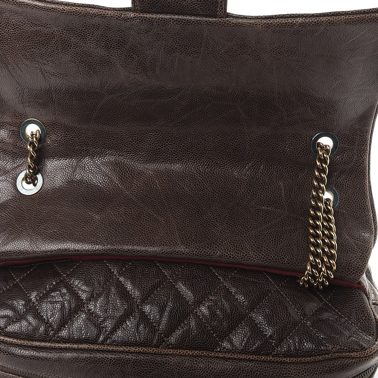 Crumpled Caviar Quilted Large Shiva Flap Brown