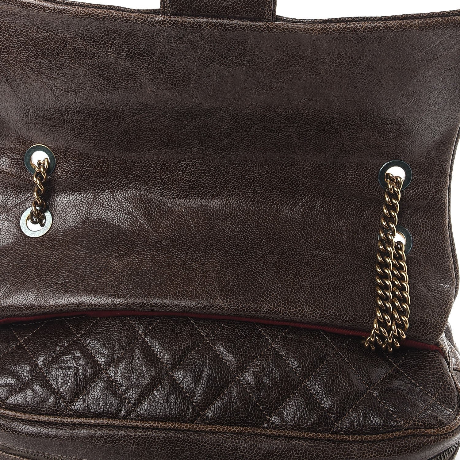 Chanel Crumpled Caviar Quilted Large Shiva Flap Brown 9 of 9