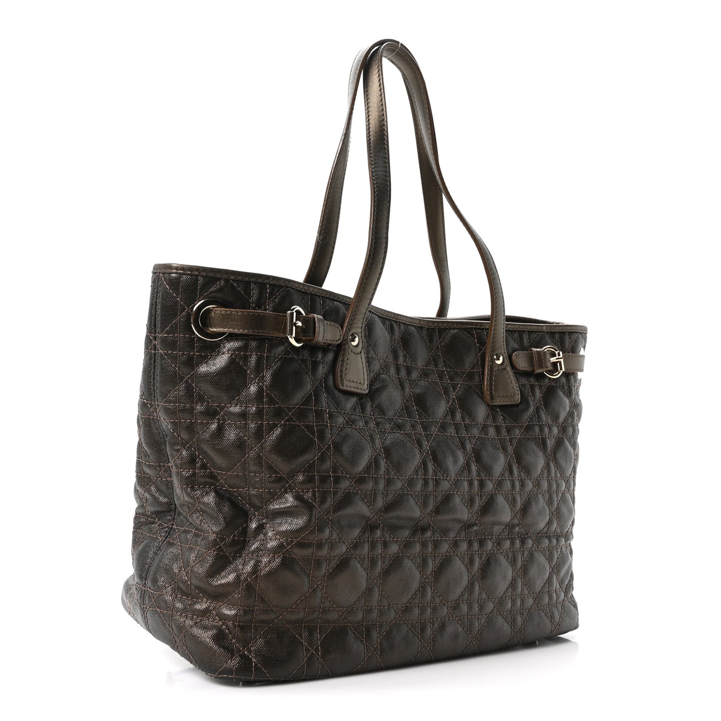 Coated Canvas Cannage Small Panarea Tote Bronze