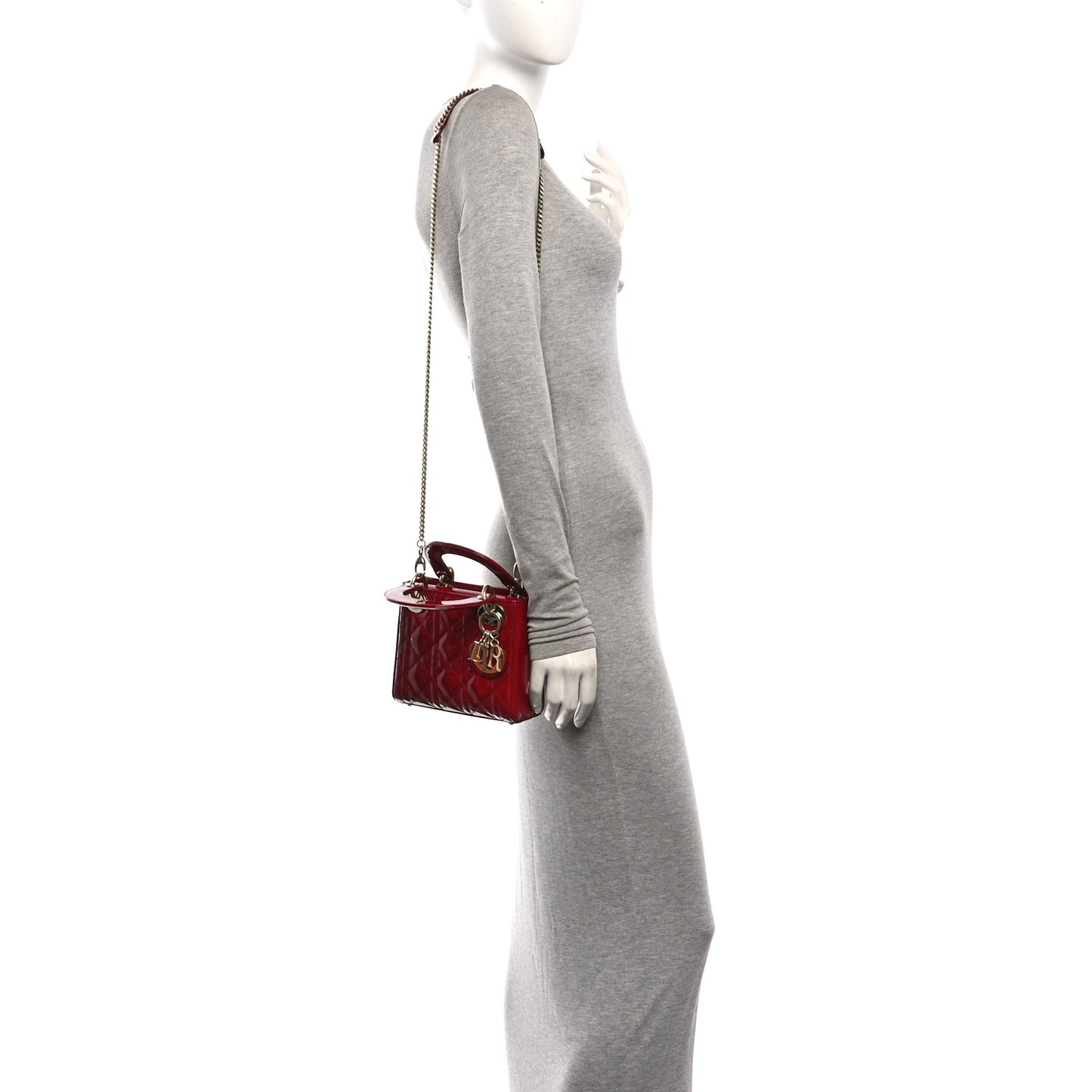 Patent Cannage Mini Lady Dior Red