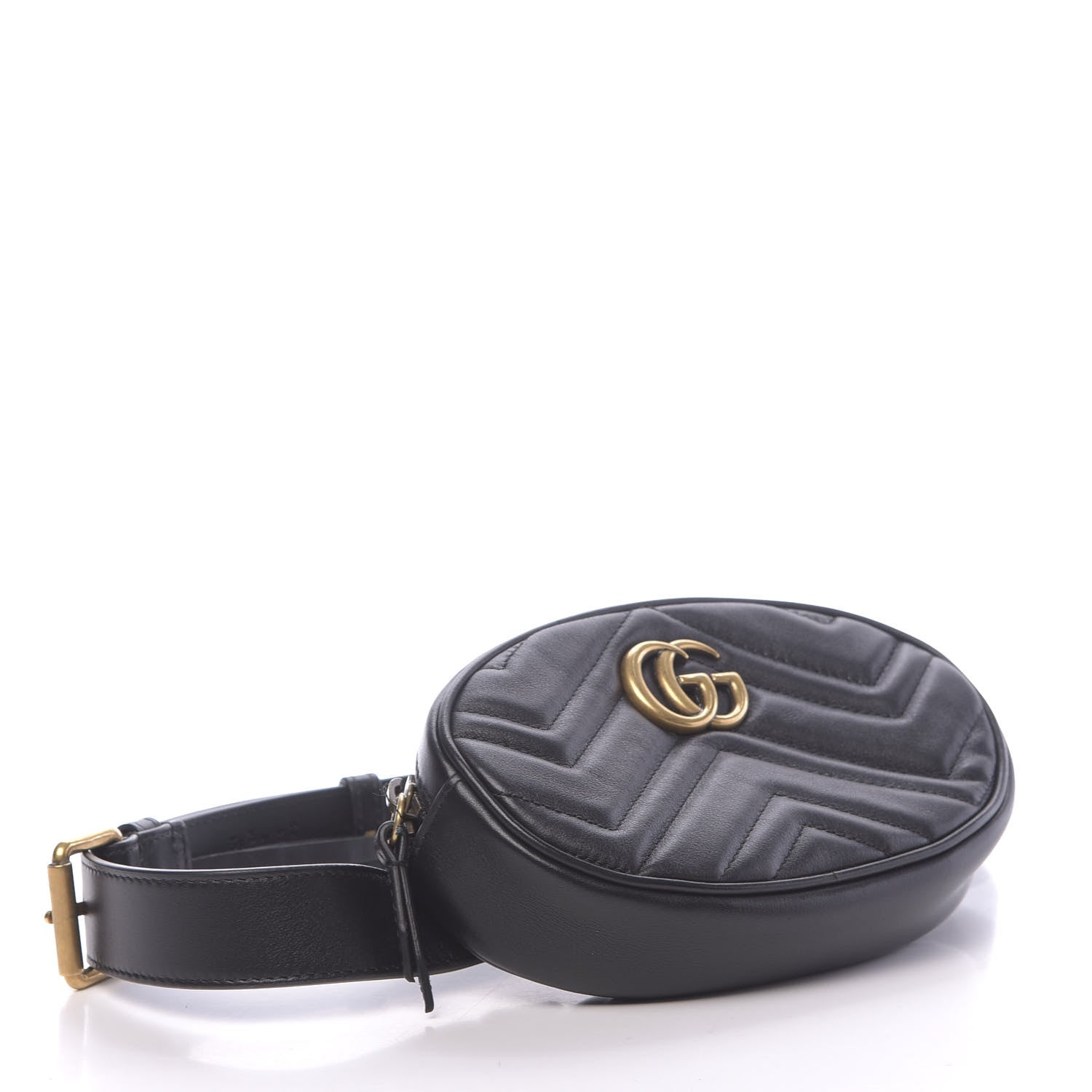 Gucci Calfskin Matelasse GG Marmont Belt Bag 95 38 Black 4 of 11