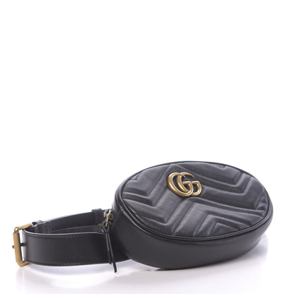 Gucci Calfskin Matelasse GG Marmont Belt Bag 95 38 Black 4 of 11