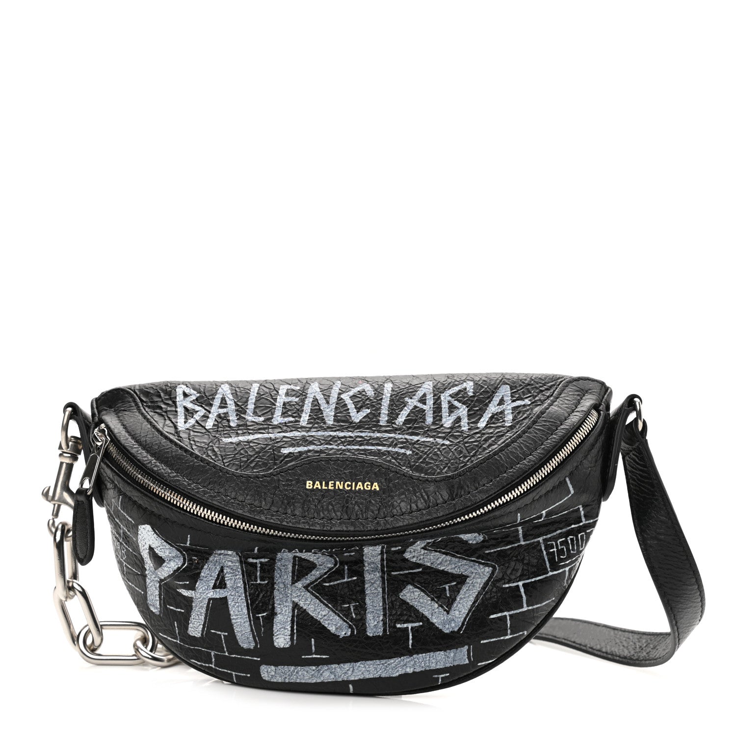 Balenciaga Agneau Arena Graffiti All Over XXS Souvenir Belt Bag Black White 1 of 10