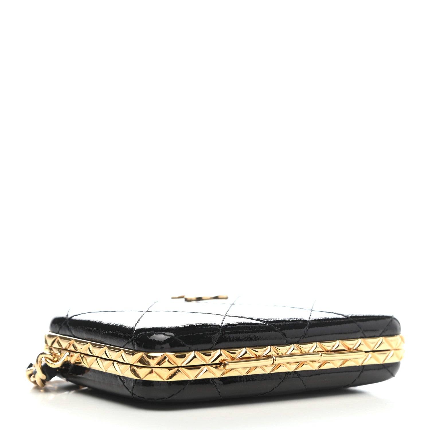 Chanel Glazed Goatskin Quilted Small Box With Chain Black 4 of 10