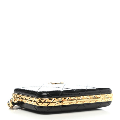 Chanel Glazed Goatskin Quilted Small Box With Chain Black 4 of 10