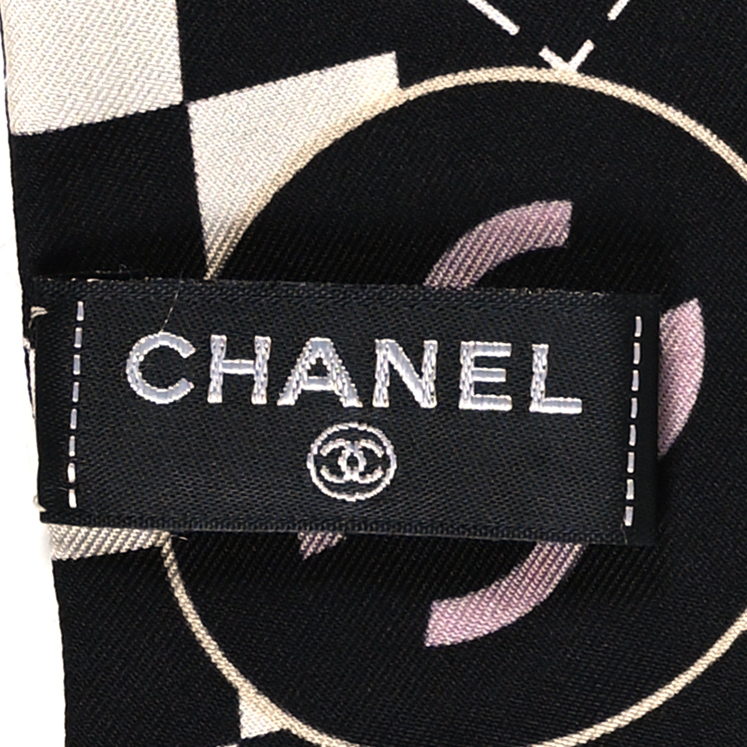 Chanel Silk CC Slim Bandeau Scarf Black Ecru Light Beige 3 of 3