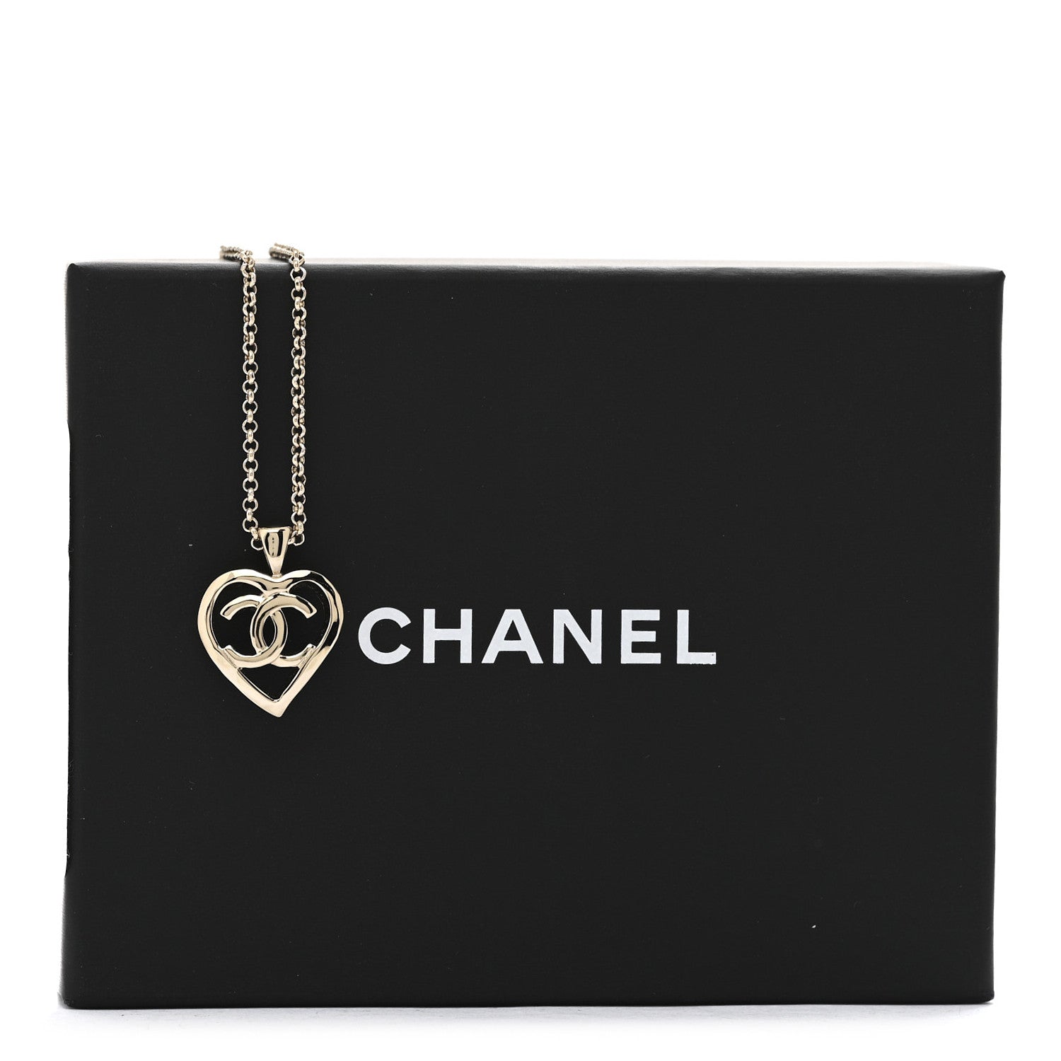 Chanel CC Heart Chain Pendant Necklace Gold 6 of 6