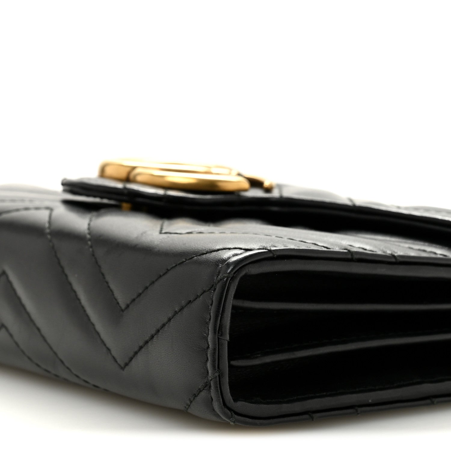 Gucci Calfskin Matelasse GG Marmont Chain Wallet Black 10 of 13
