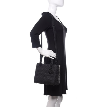 Christian Dior Ultra Matte Calfskin Cannage Medium Lady Dior Black 2 of 13