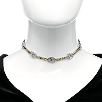 Chanel Crystal Chain CC Link Choker Gold Silver 3 of 6