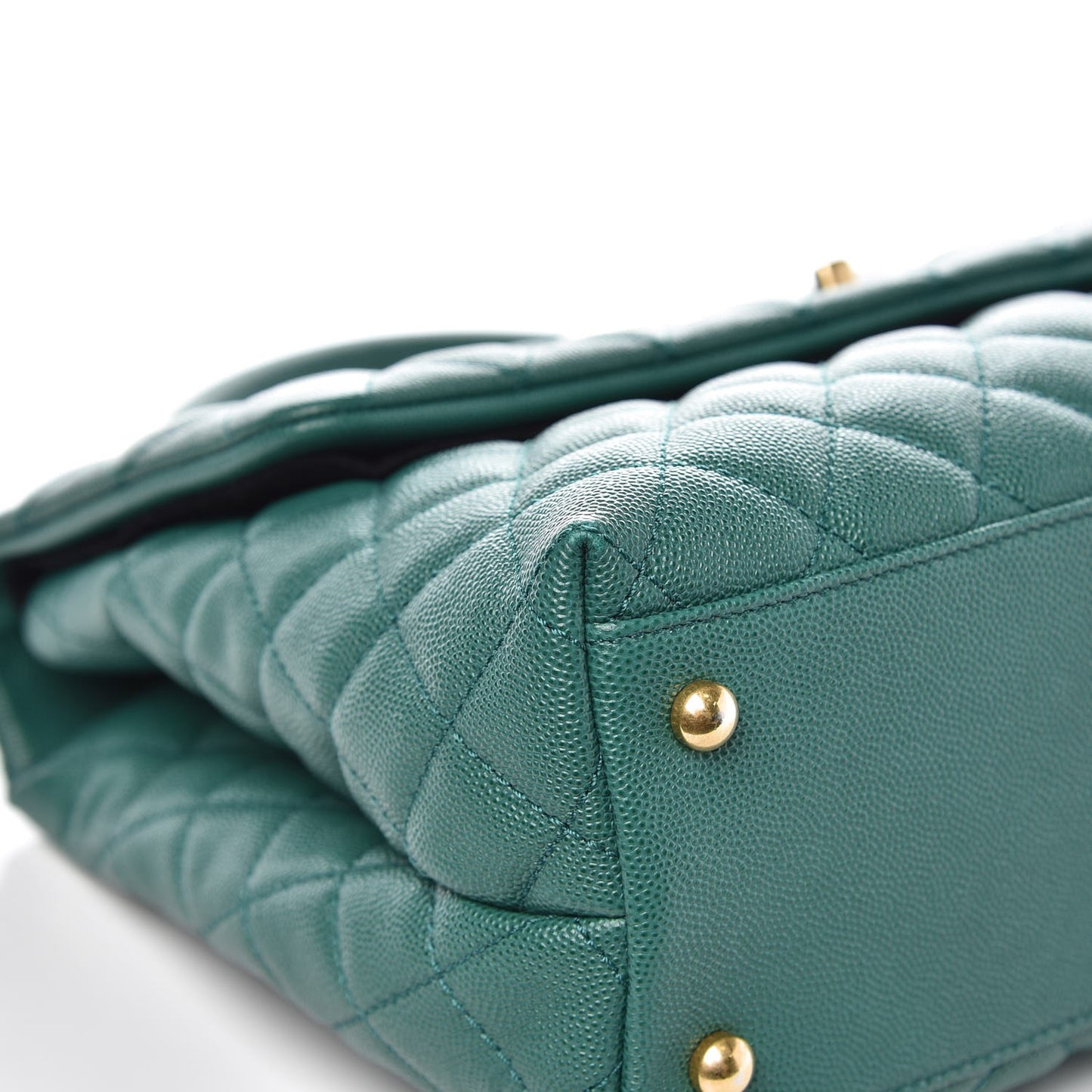 Caviar Quilted Medium Coco Handle Flap Green