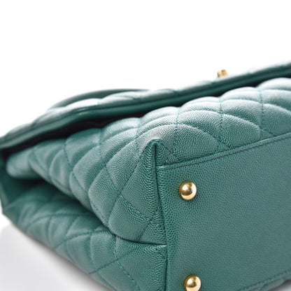 Chanel Caviar Quilted Medium Coco Handle Flap Green 8 of 9