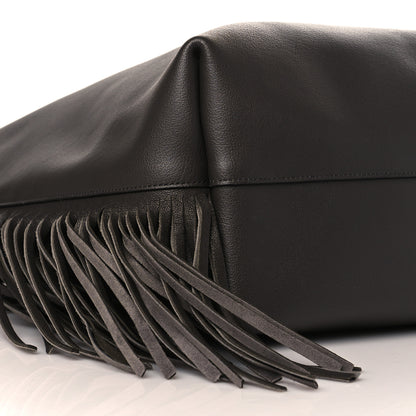 Saint Laurent Calfskin Large Fringe Shopping Tote Dark Grey 9 of 10
