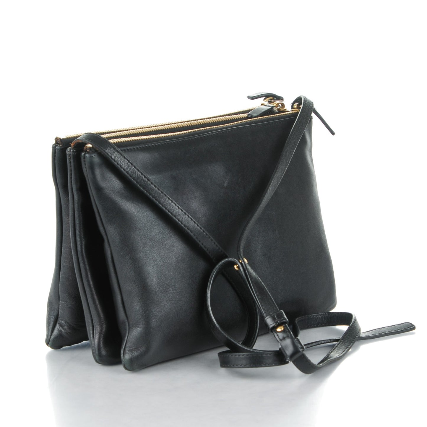 Lambskin Large Trio Crossbody Bag Black