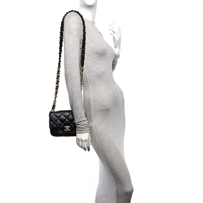 Chanel Lambskin Quilted Mini Lacquered Chain Flap Black 2 of 10