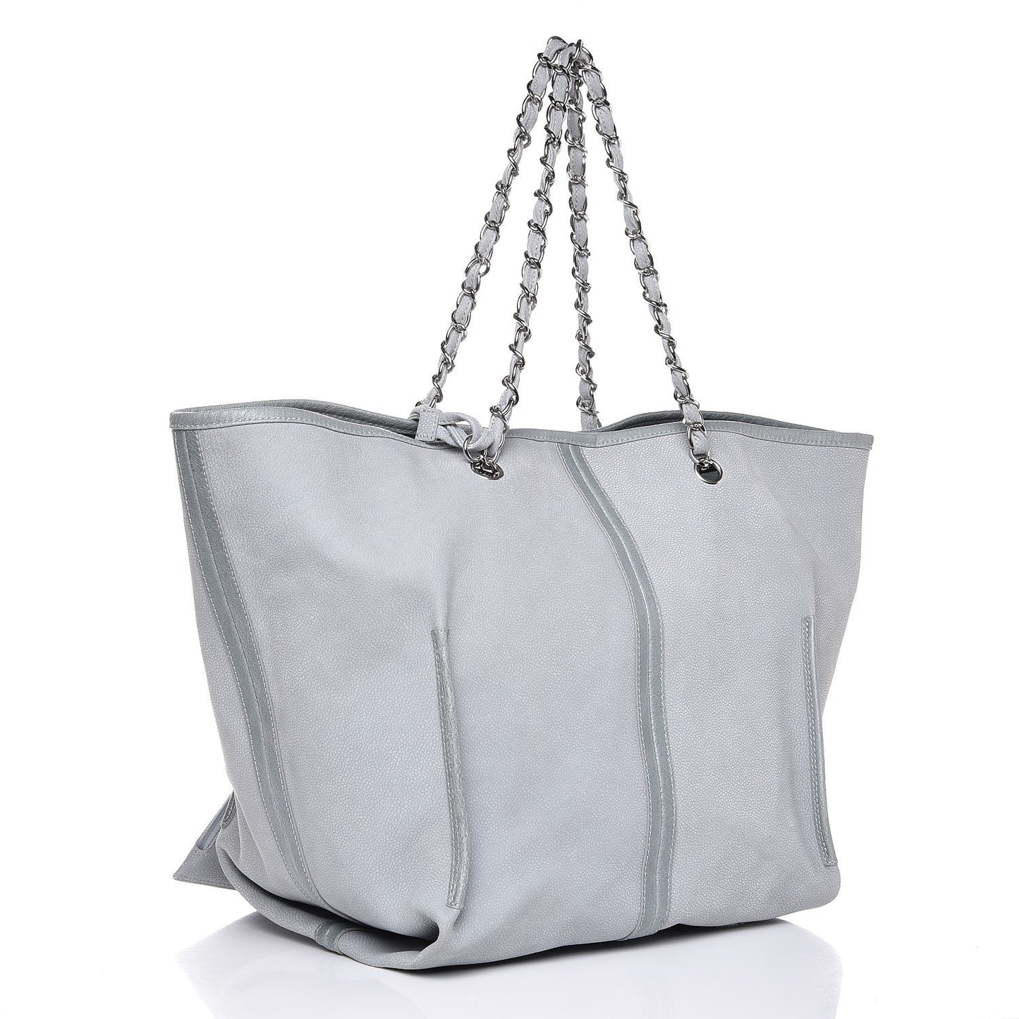 Iridescent Caviar Camellia Flower Shopping Tote Grey