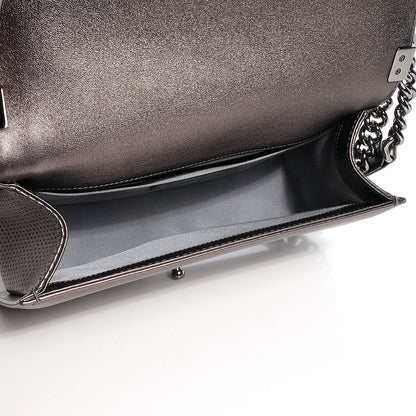 Chanel Metallic Lambskin Perforated Medium Boy Flap Dark Silver 6 of 9