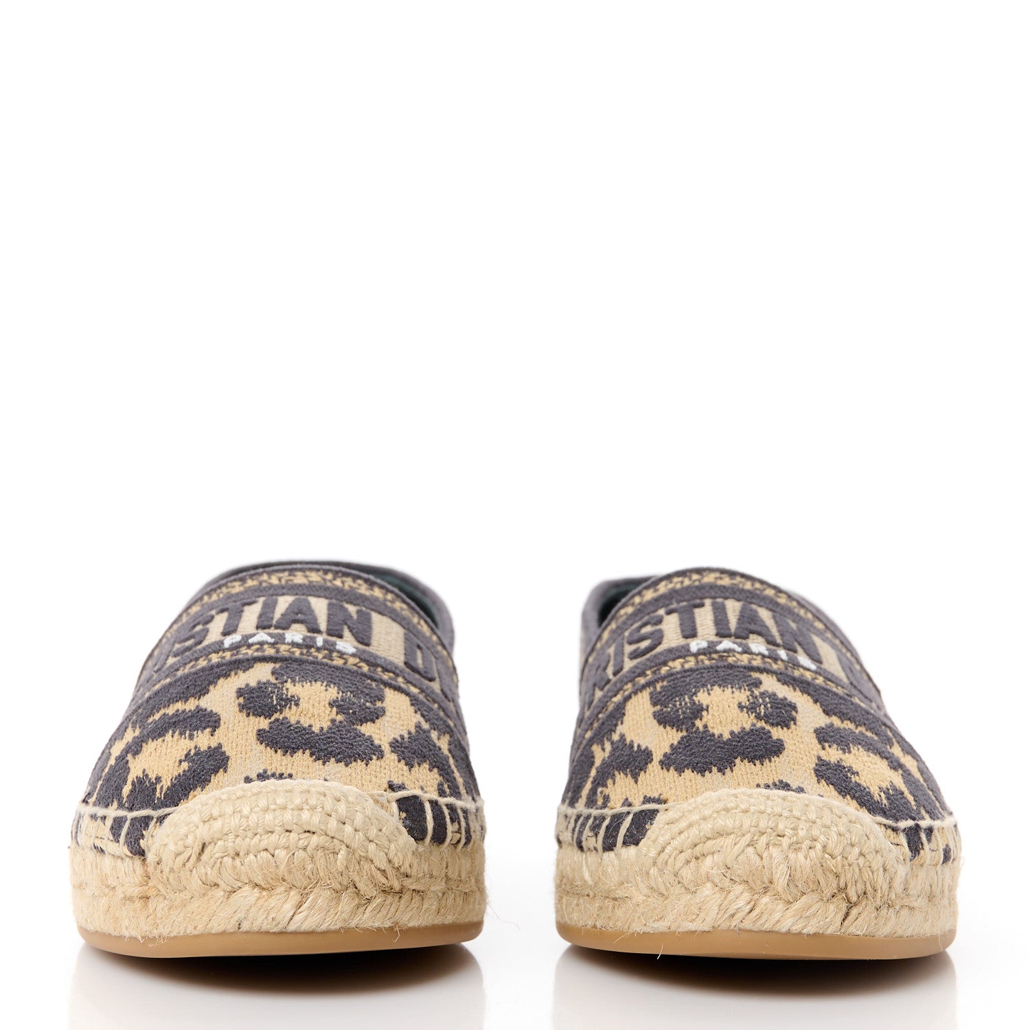 Christian Dior Cotton Embroidered Leopard Print Granville Espadrille 35 Natural 2 of 9