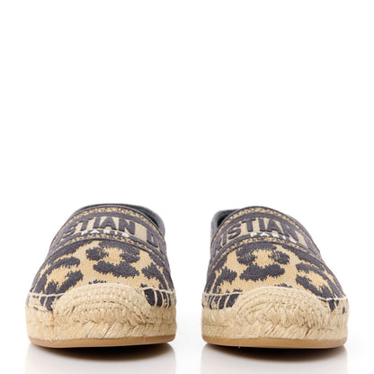 Christian Dior Cotton Embroidered Leopard Print Granville Espadrille 35 Natural 2 of 9