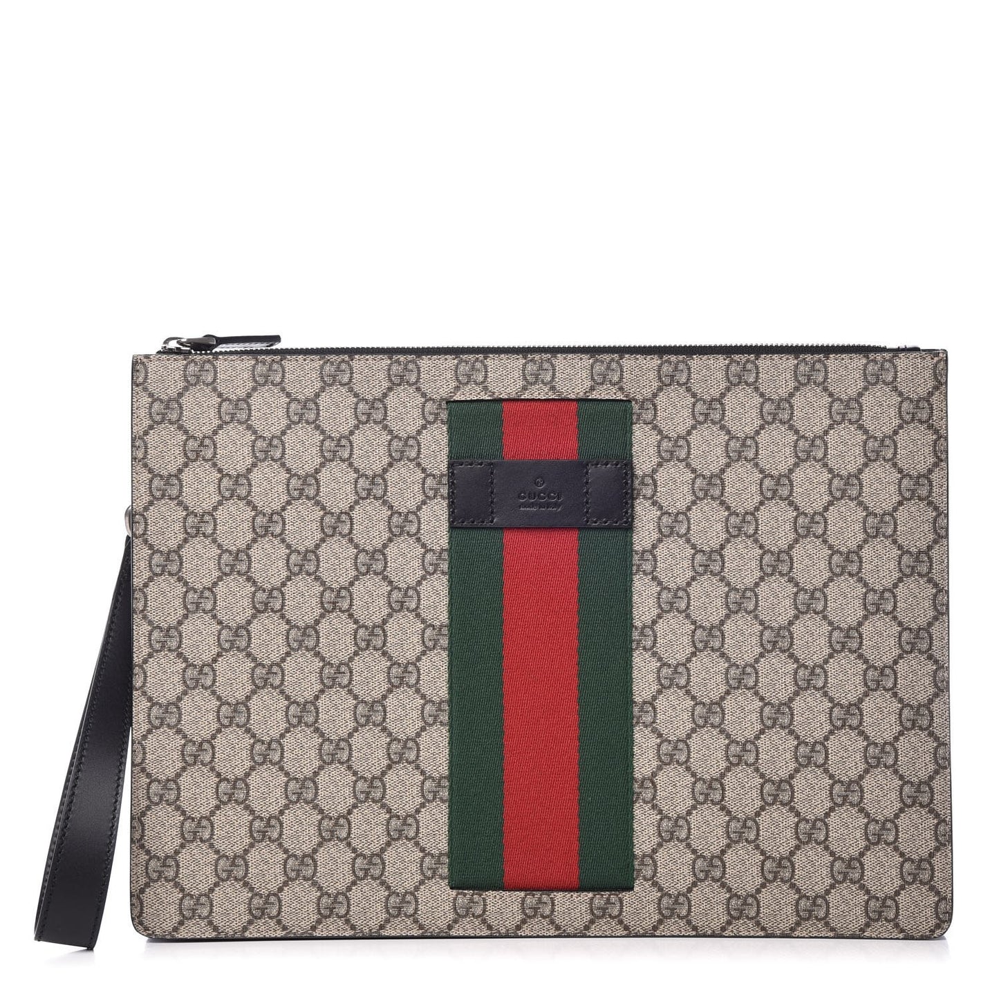 GG Supreme Monogram Web Medium Documents Holder Beige