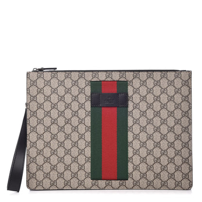 Gucci GG Supreme Monogram Web Medium Documents Holder Beige 1 of 7