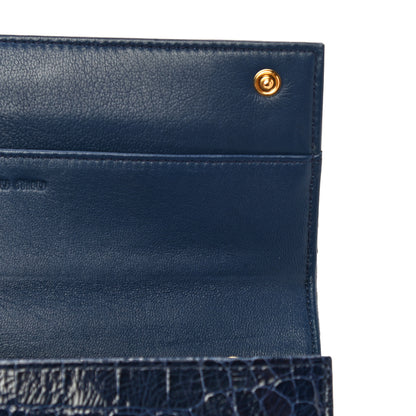 Miu Miu Patent Crocodile Embossed Saint Cocco Lux Continental Flap Wallet Bluette 12 of 18