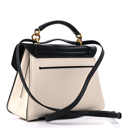 Salvatore Ferragamo Calfskin Small Margot Top Handle Satchel Bone Black 3 of 8