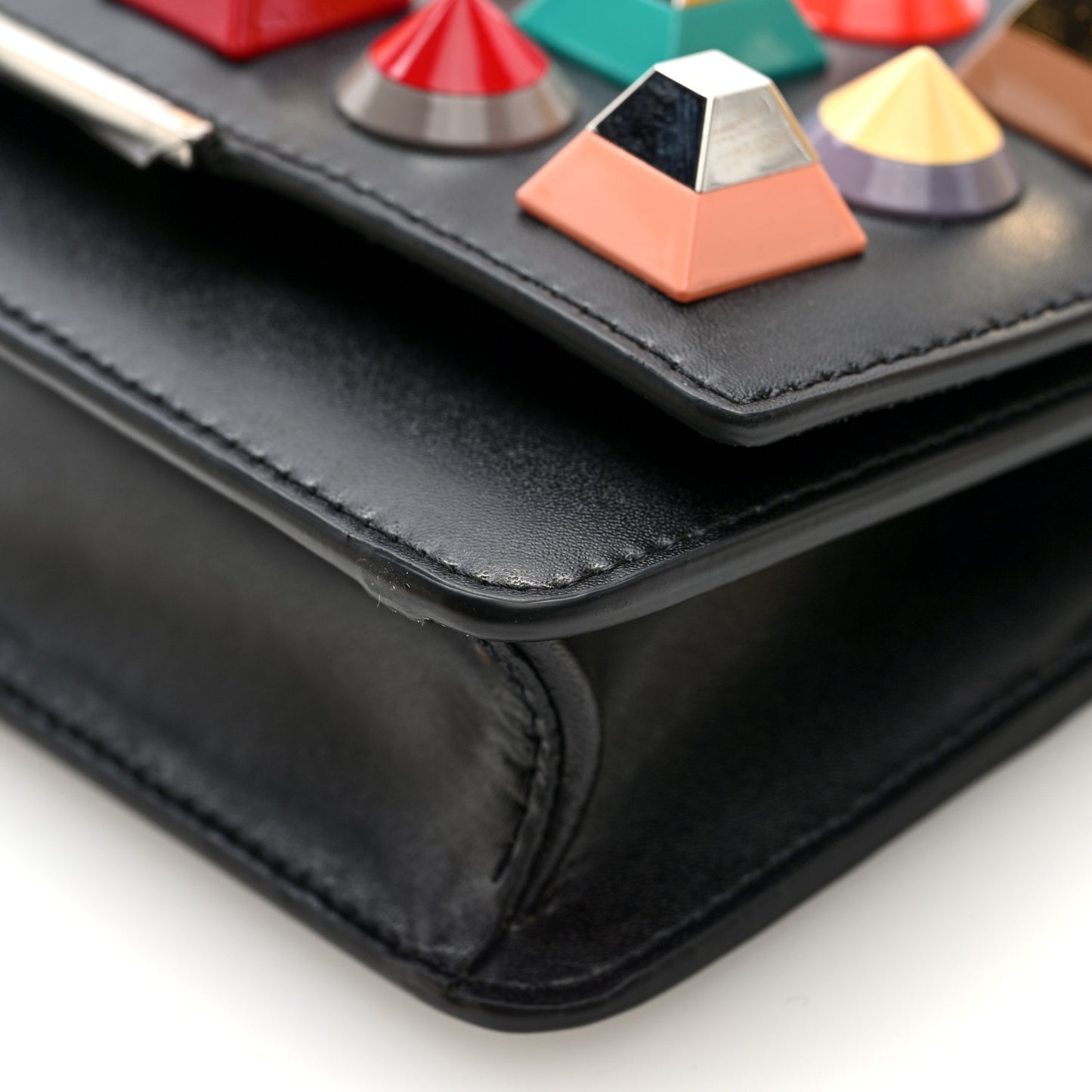 Vitello Liberty Studded Tube Wallet On Chain Black Multicolor