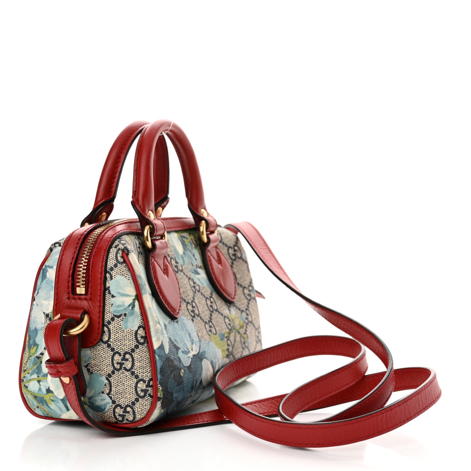 Gucci GG Supreme Monogram Blooms Mini Boston Navy Blue Hibiscus 3 of 11