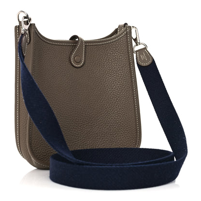 Hermes Taurillon Clemence Amazone Evelyne TPM Etoupe Bleu Indigo 3 of 14