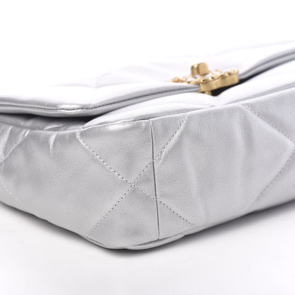 Chanel Metallic Goatskin Quilted Medium 19 Flap Silver 7 of 10
