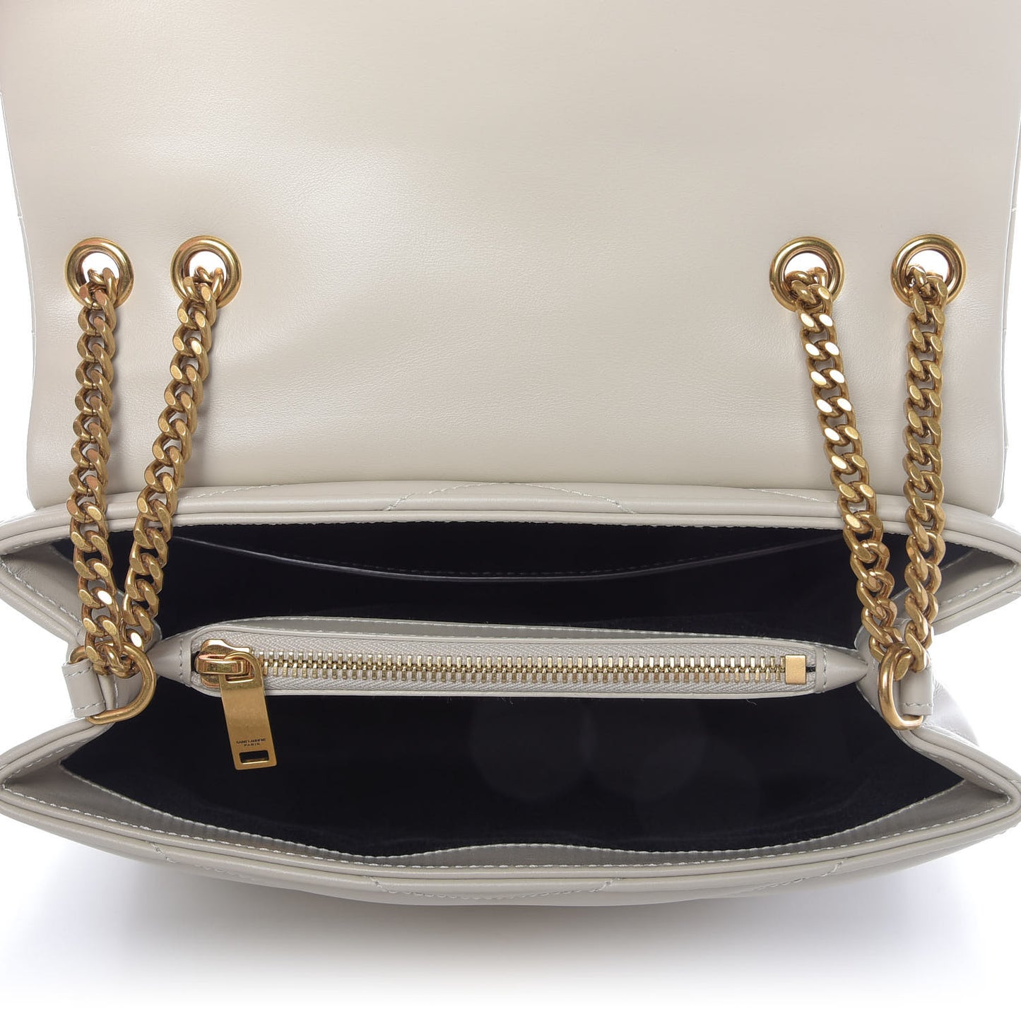 Calfskin Y Quilted Monogram Small Loulou Chain Satchel Ivory