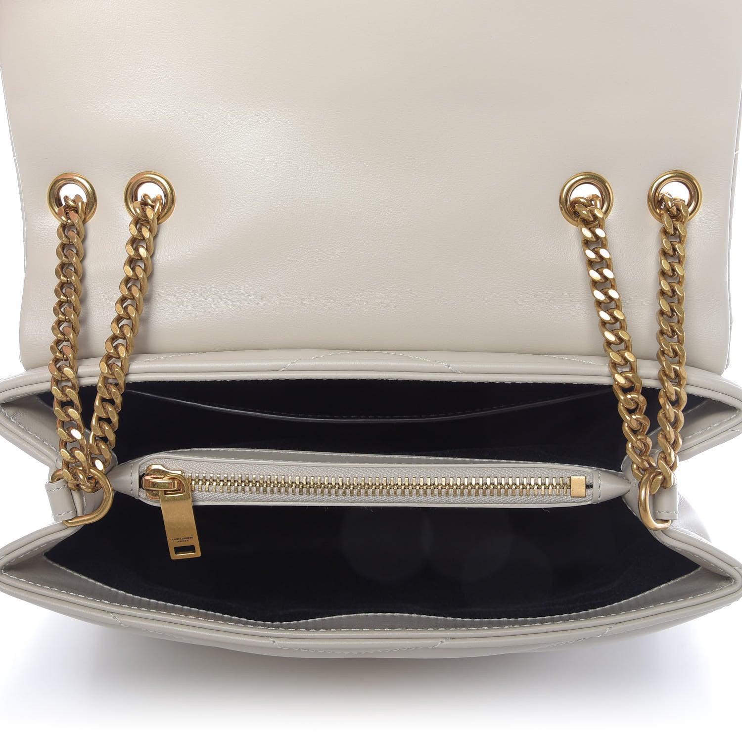 Saint Laurent Calfskin Y Quilted Monogram Small Loulou Chain Satchel Ivory 5 of 8
