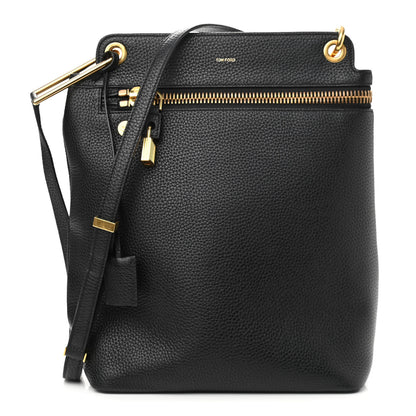 Tom Ford Pebbled Calfskin Zip Shoulder Bag Black 1 of 10