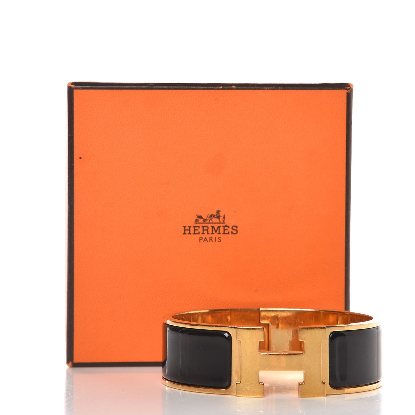 Enamel Wide Clic Clac H Bracelet GM Black