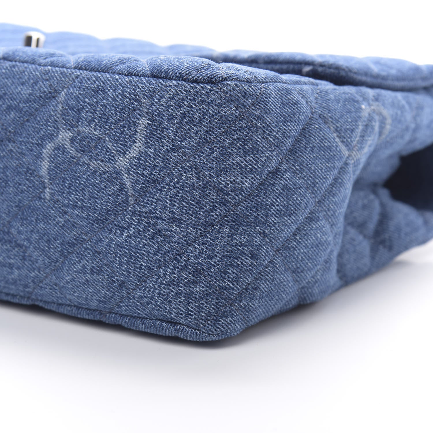 Chanel Denim Quilted CC Print Jumbo Single Flap Blue 10 of 11