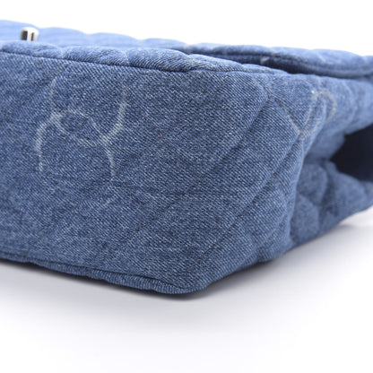 Chanel Denim Quilted CC Print Jumbo Single Flap Blue 10 of 11