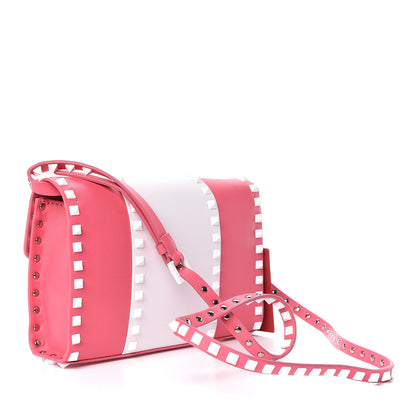 Valentino Garavani Vitello Colorblock Medium Free Rockstud Flip Lock Crossbody Bag Shadow Pink Optic White 3 of 10