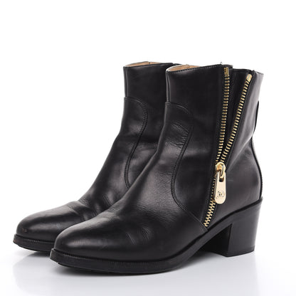 Chanel Calfskin Double Zip Short Boots 36.5 Black 3 of 14